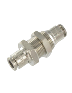 Schott-Durchgangsverschraubung, beidseitige Steckverb., gerade oder gewinkelt