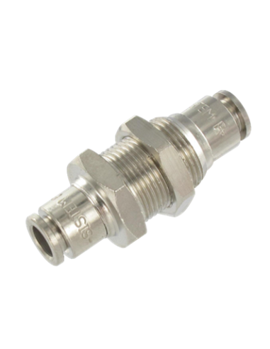 Schott-Durchgangsverschraubung, beidseitige Steckverb., gerade oder gewinkelt