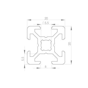 Alu-Strebenprofil 20x20,  6mm -Nut | EASI-Spare