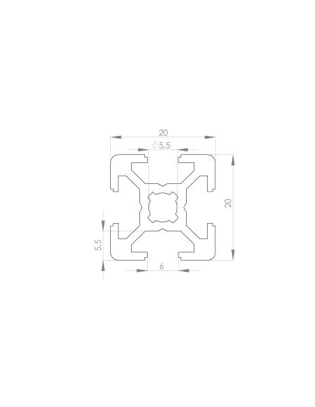 Alu-Strebenprofil 20x20,  6mm -Nut | EASI-Spare
