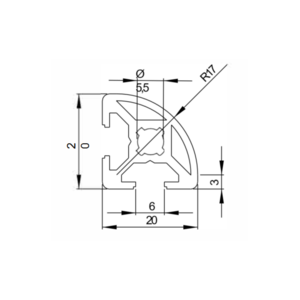 Aluminium-Strebenprofil 20x20R, 6mm-Nut | EASI-Spare