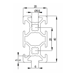 Alu-Strebenprofil 20x40, mit 6mm-Nuten | EASI-Spare