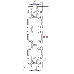 Aluminium-Strebenprofil 45x90L mit 10mm Nut, Meterware| EASI-Spare