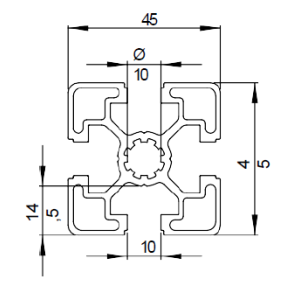 Aluminium-Strebenprofil 45x45L mit 10mm Nut | EASI-Spare